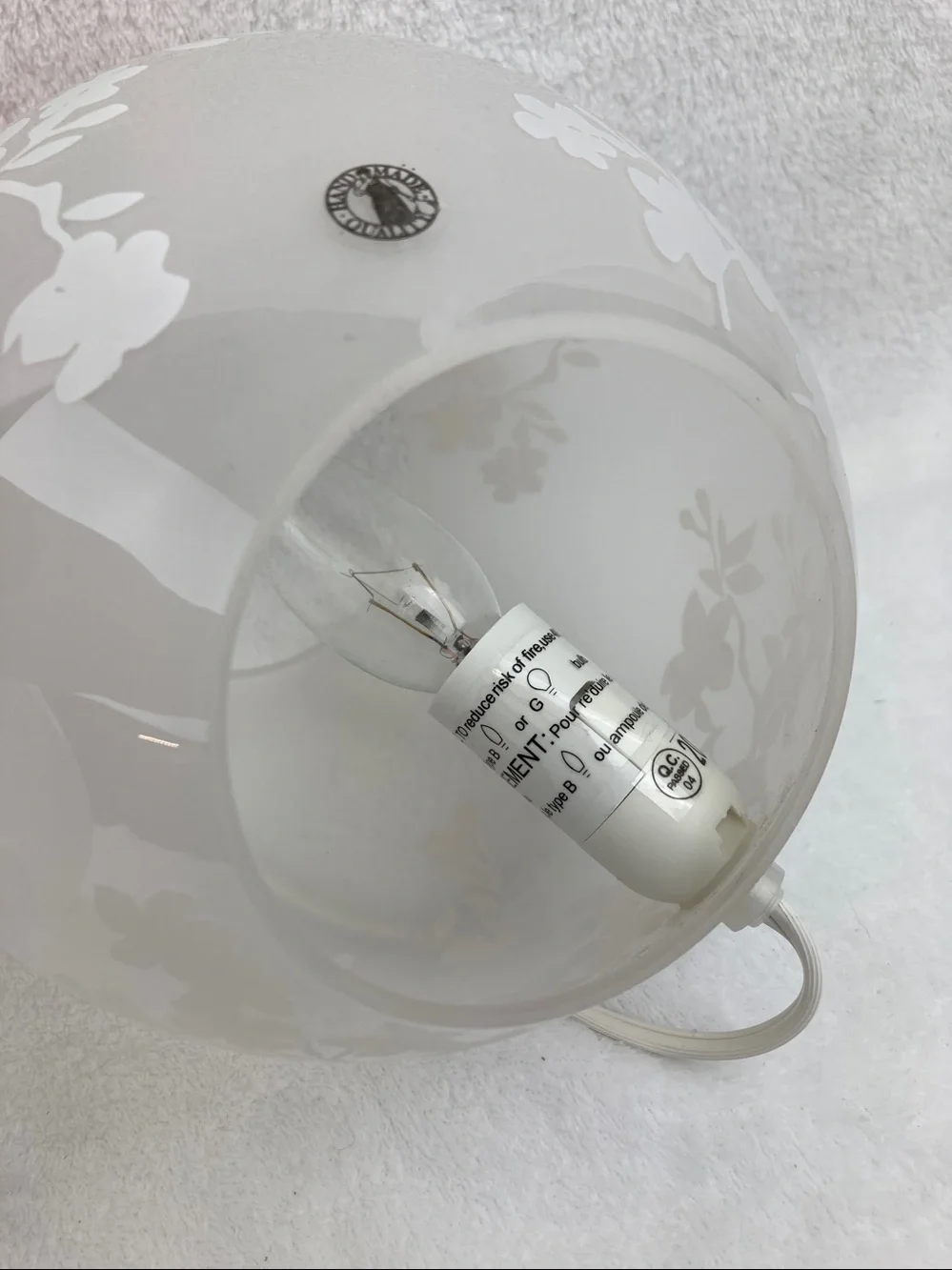 VTG IKEA Knubbig Frosted Cherry Blossom Glass Globe Lamps Set of 2, 7” x 11”